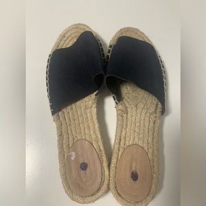 J Crew Women's Valencia Black Suede Slip On Espadrille Slide Sandals Size 7